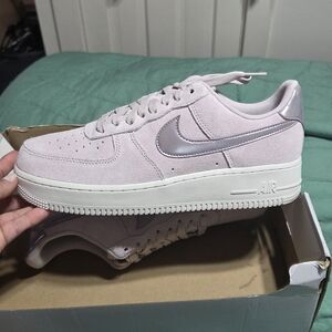 Nike Air Force 1 Low Pink Suede with Metallic Swoosh